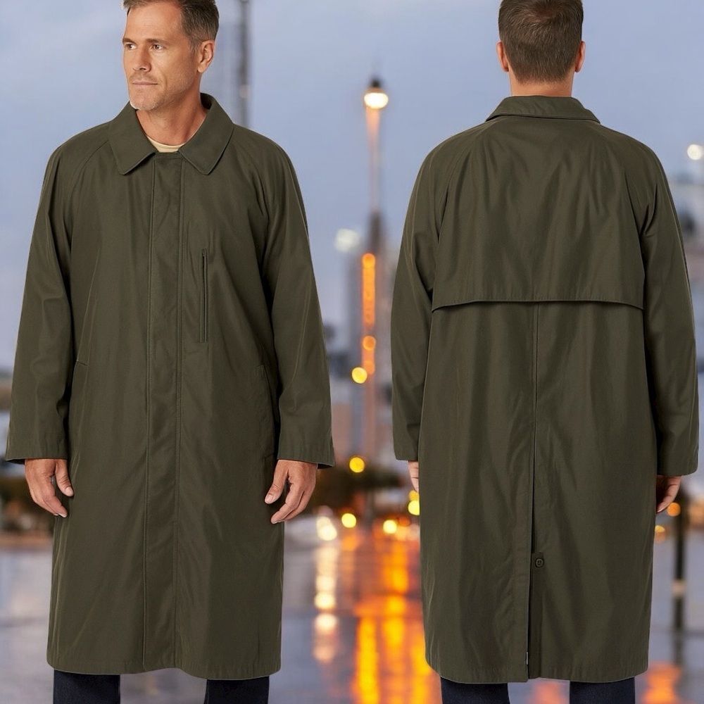 VTG Ralph Ralph Lauren Trench Coat Mens 42R Khaki Removable Zip Liner Overcoat